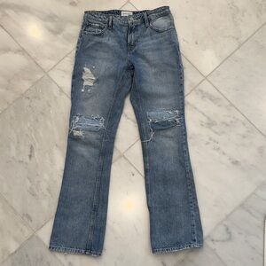 Frame Denim Light Blue Distressed Straight Leg Jeans